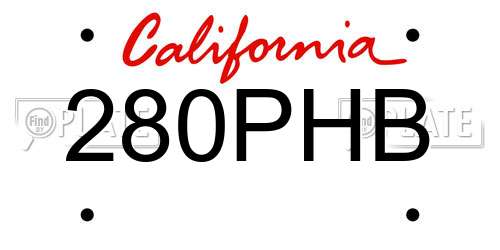 280PHB California License Plate