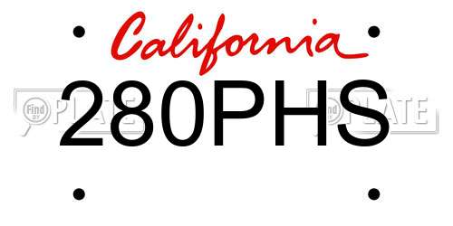 280PHS California License Plate