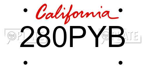 280PYB California License Plate