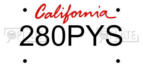 280PYS California License Plate