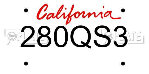 280QS3 California License Plate