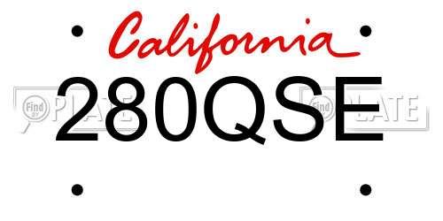 280QSE California License Plate