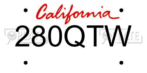 280QTW California License Plate