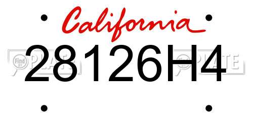 28126H4 California License Plate