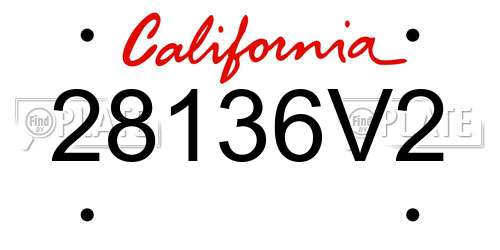 28136V2 California License Plate
