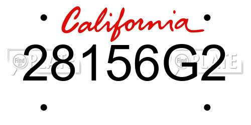 28156G2 California License Plate