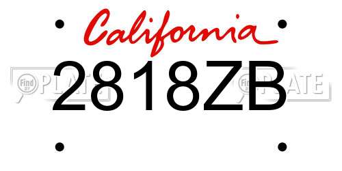 2818ZB California License Plate