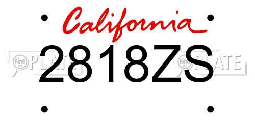 2818ZS California License Plate