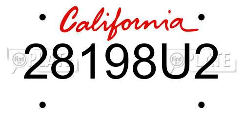 28198U2 California License Plate