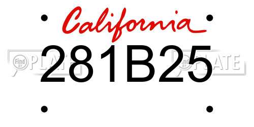 281B25 California License Plate