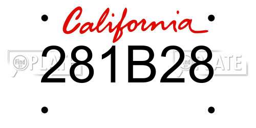 281B28 California License Plate