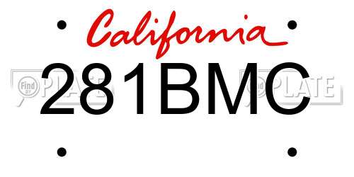 281BMC California License Plate