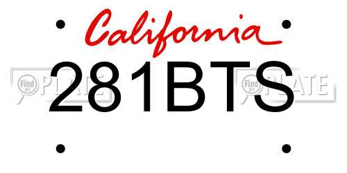 281BTS California License Plate