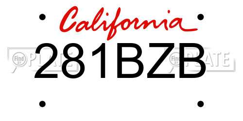 281BZB California License Plate