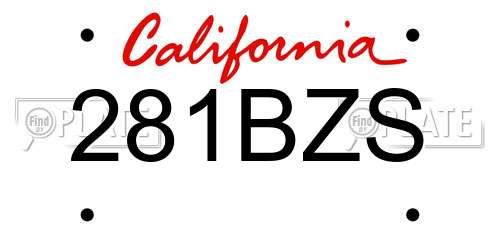 281BZS California License Plate
