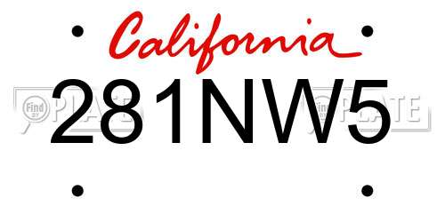 281NW5 California License Plate