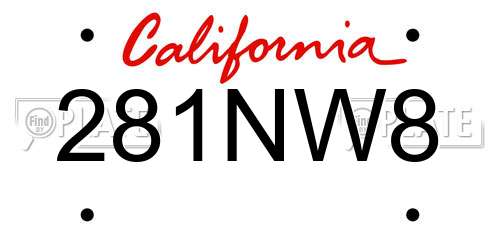 281NW8 California License Plate