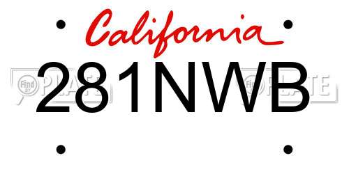 281NWB California License Plate