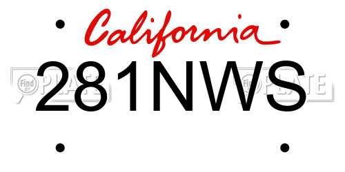 281NWS California License Plate