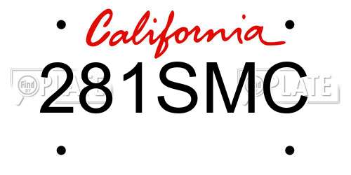 281SMC California License Plate