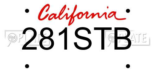 281STB California License Plate