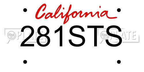 281STS California License Plate
