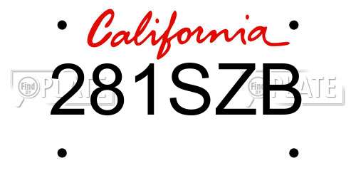 281SZB California License Plate