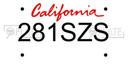 281SZS California License Plate