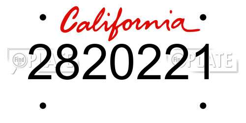 2820221 California License Plate