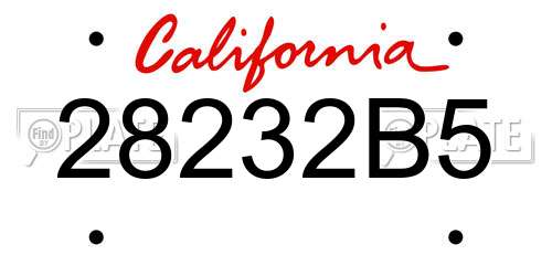 28232B5 California License Plate