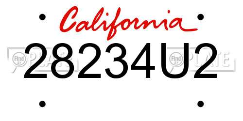 28234U2 California License Plate