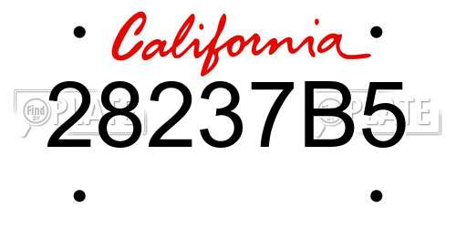 28237B5 California License Plate