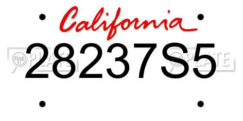 28237S5 California License Plate