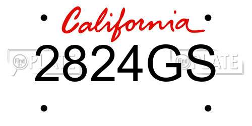 2824GS California License Plate