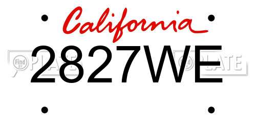 2827WE California License Plate