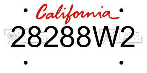 28288W2 California License Plate