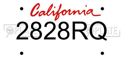 2828RQ California License Plate