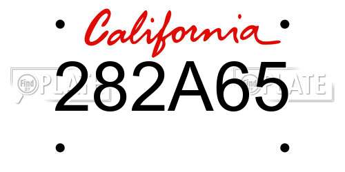 282A65 California License Plate