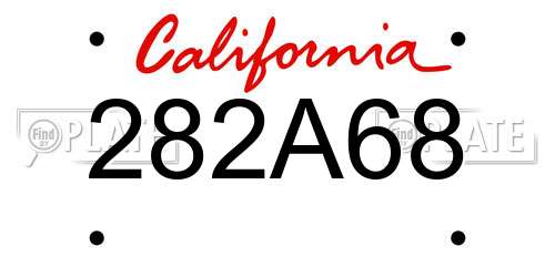 282A68 California License Plate