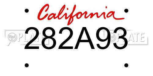 282A93 California License Plate