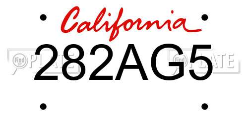 282AG5 California License Plate