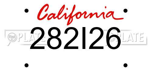 282I26 California License Plate