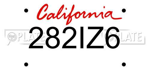 282IZ6 California License Plate