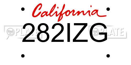 282IZG California License Plate