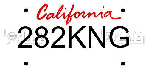 282KNG California License Plate
