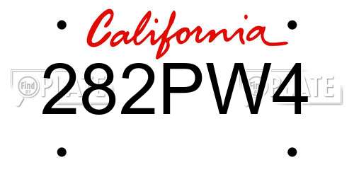 282PW4 California License Plate