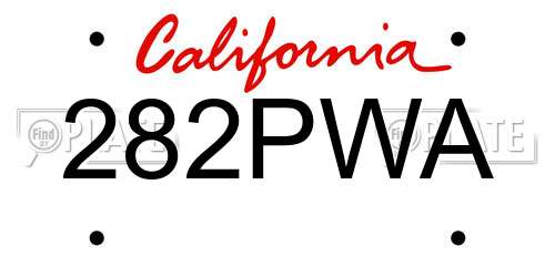 282PWA California License Plate