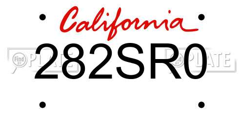 282SR0 California License Plate