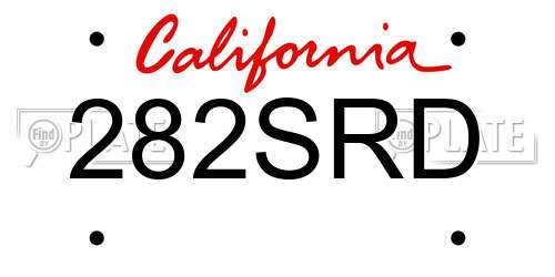 282SRD California License Plate
