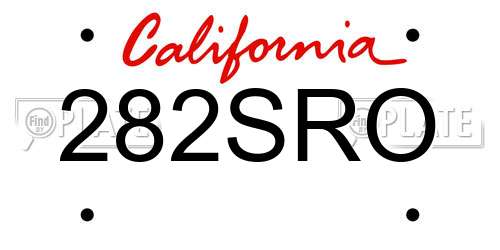 282SRO California License Plate